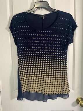 B.L.E.U. Navy and Cream Ombre Dot Short Sleeve Tee